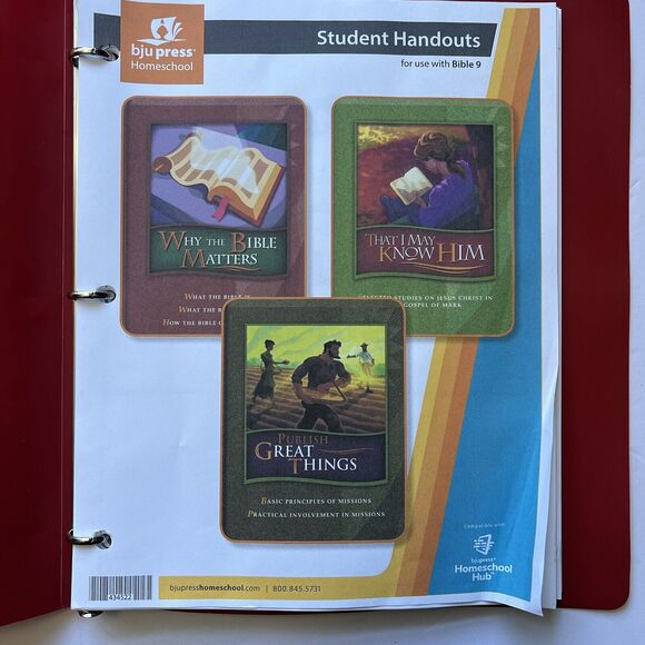 BJU Press Bob Jones University Bible 9 Student Handouts Homeschool Curriculum - Picture 1 of 10